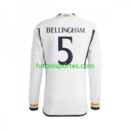 Camiseta Real Madrid Jude Bellingham 5 Primera Equipación 2023/2024 Manga Larga